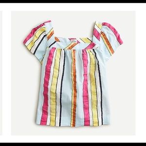 J. Crew Square Neck Top in Seersucker Ribbons XXS